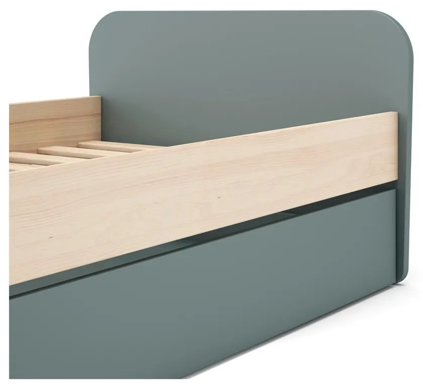 Letto per bambini verde/naturale in legno di pino con letto estraibile 90x200 cm Esteban - Marckeric