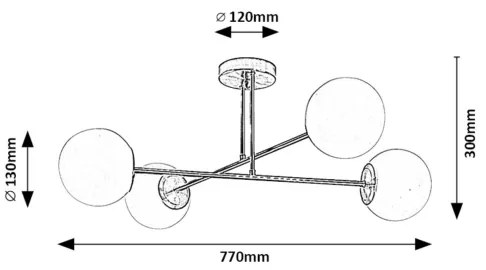 Rabalux 71082 - Lampadario a sospensione con supporto rigido KIARA 4xE27/35W/230V oro