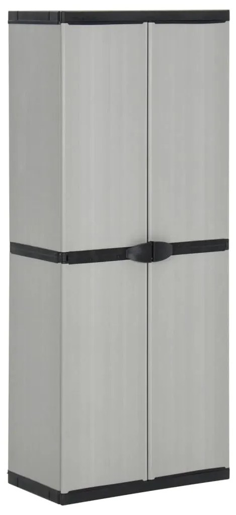 Armadietto Da Giardino Con 3 Ripiani Grigio E Nero 68x40x168 Cm /