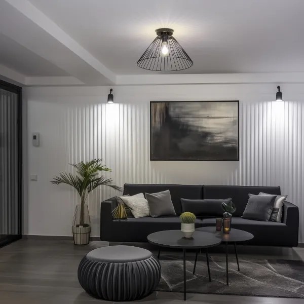 Brilagi - Plafoniera LED CERIA WIRE 1xE27/40W/230V diam. 45 cm nera