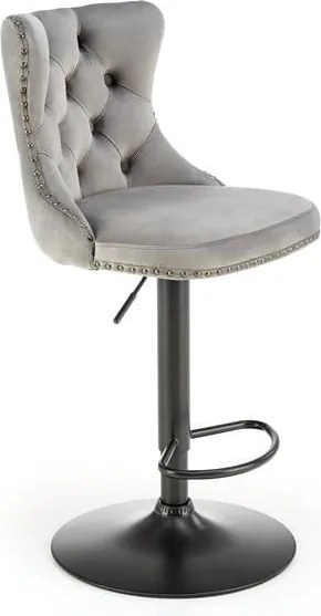 Sgabello da bar H-117 in velluto grigio