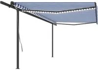 Tenda da Sole Retrattile Manuale con LED 5x3 m Blu e Bianca cod mxl 54762