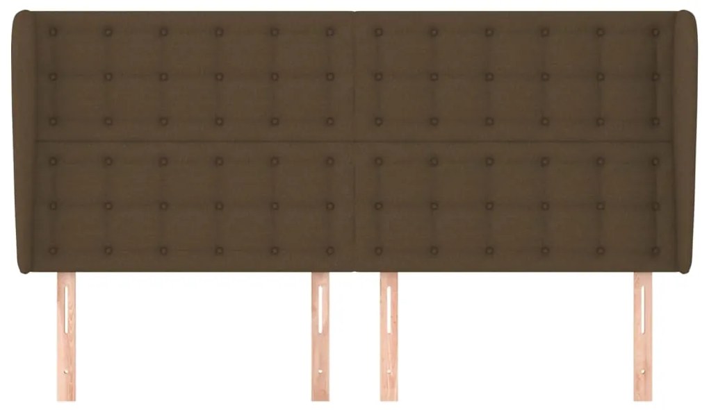 Testiera ad orecchio marrone scuro 203x23x118/128 cm in tessuto