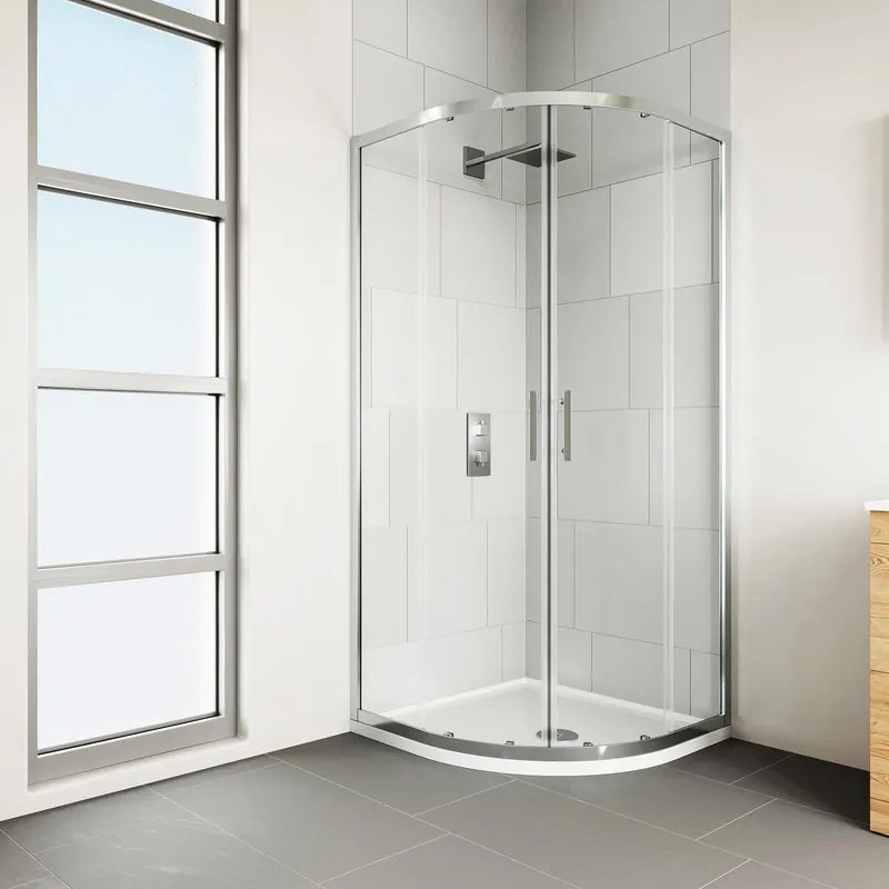 Box doccia con ingresso angolare scorrevole Verve quadrante L 90 x L 90 x H 190 cm in vetro, sp. 6 mm vetro senza finitura / trasparente cromo