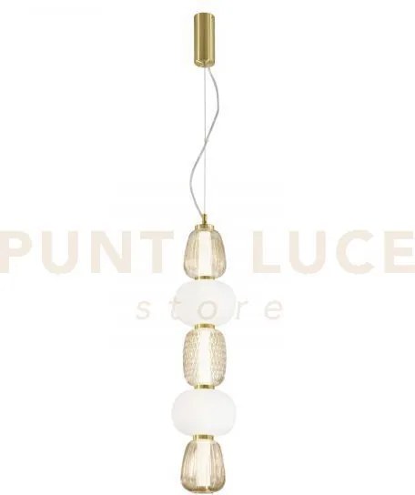 Lampadario a sospensione led totem oro 40w 4000lm 3000k 17x241cm in...
