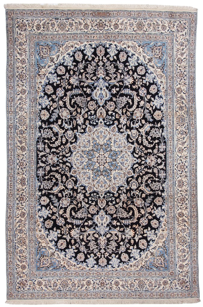 Nain Tappeto persiano 200x300 Blu (Iran) Annodato A Mano