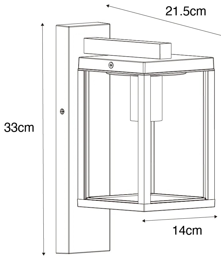 Lanterna da parete per esterni nera con vetro rigato IP44 - Charlois