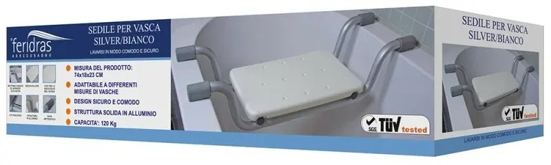 Sedile per vasca da bagno con gommini antiscivolo e portata max 120 kg