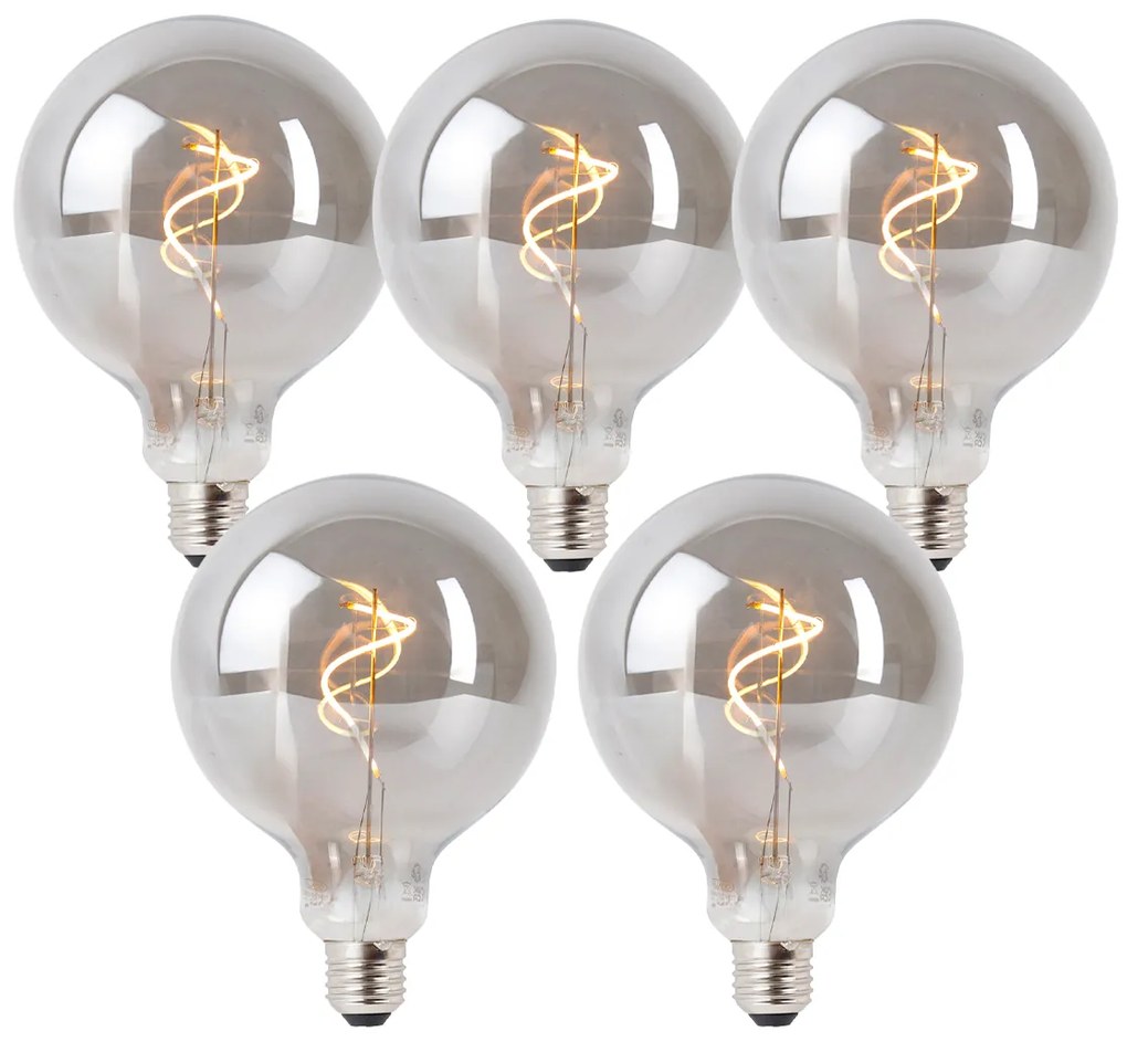 Set di 5 lampadine LED E27 dimmerabili fumé G125 4W 130 lm 1900K