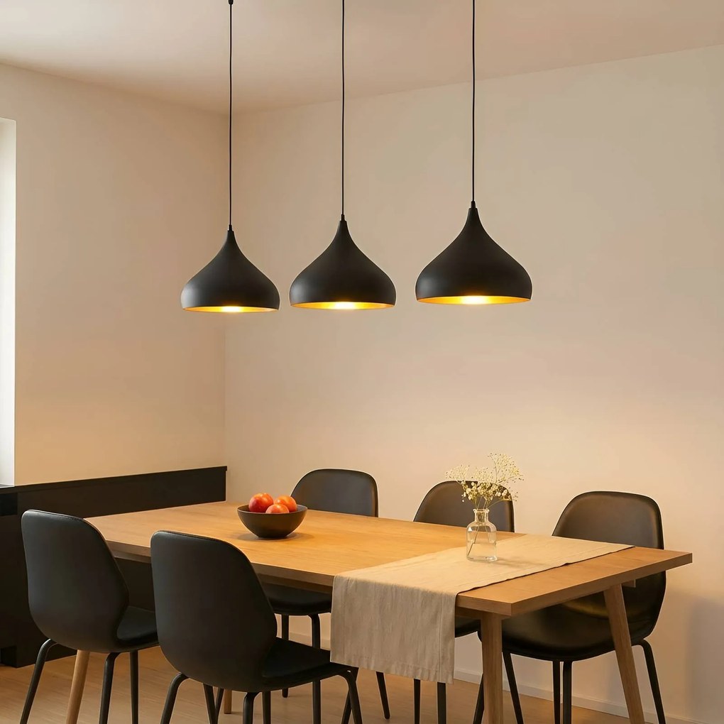 Lampada a sospensione Elamira Lindby, dimmerabile, Nero, Soggiorno / Sala da pranzo, Metallo, Moderno, Lampada a sospensione