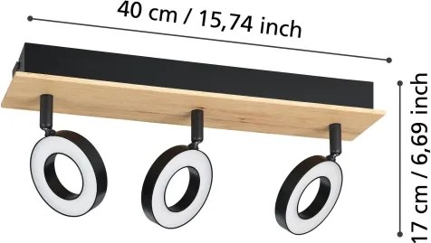 Eglo 901204 - Faretto LED RIELVES 3xLED/4,2W/230V nero/marrone