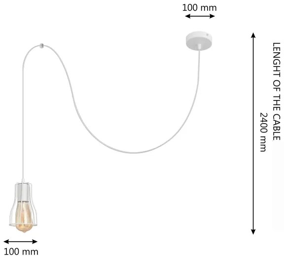 Lampadario a sospensione con filo TUBE LONG 1xE27/15W/230V bianco