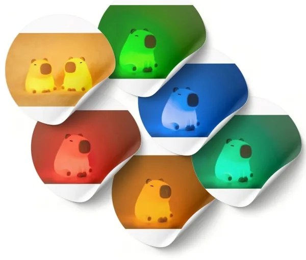Lampada per bambini LED RGBW Dimmerabile LED/1W/5V USB 1200 mAh capybara