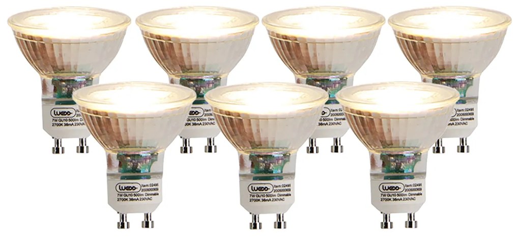 Set di 7 lampade LED GU10 dimmerabili 7W 500 lm 2700K