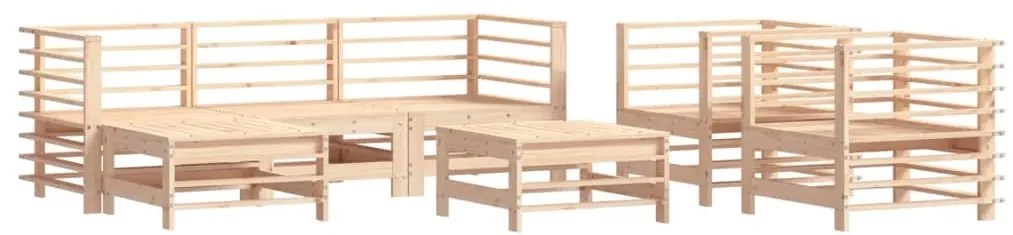 Set salotto da giardino 7 pz in legno massello di pino