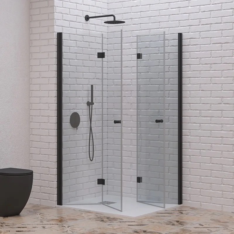 Box doccia 70x70 cm doppia apertura a libro colore nero | KS7000N - KAMALU