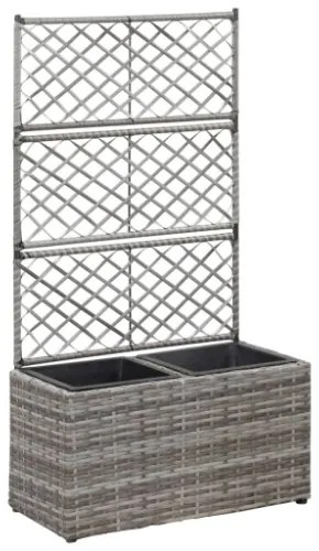 Letto Rialzato a Traliccio 2 Vasi 58x30x107cm Polyrattan Grigio