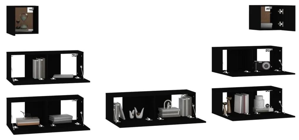 Set di mobili porta tv 7 pz nero in legno multistrato