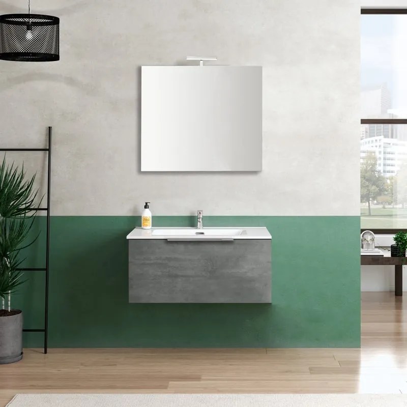 Mobile sottolavabo e lavabo Portaland per vasca centrale cemento L 90 cm