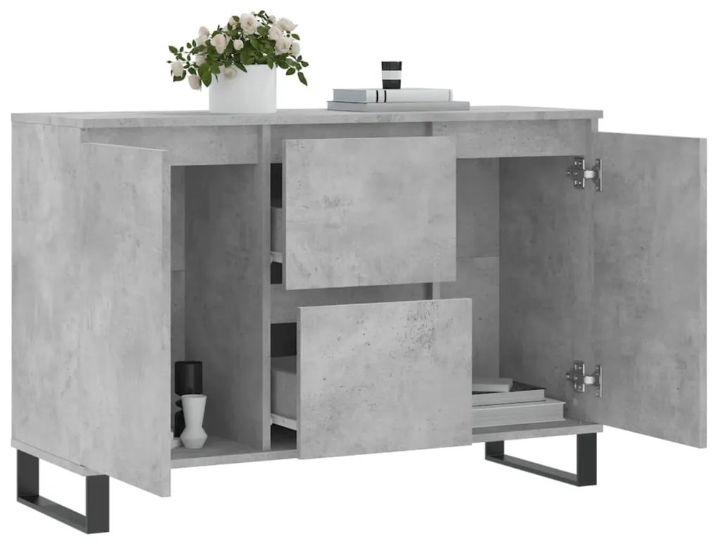 Credenza grigio cemento 104x35x70 cm in legno multistrato