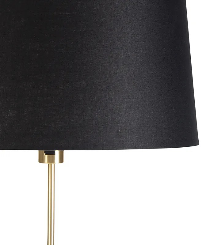 Lampada da terra oro/ottone con paralume in lino nero 45 cm - Parte