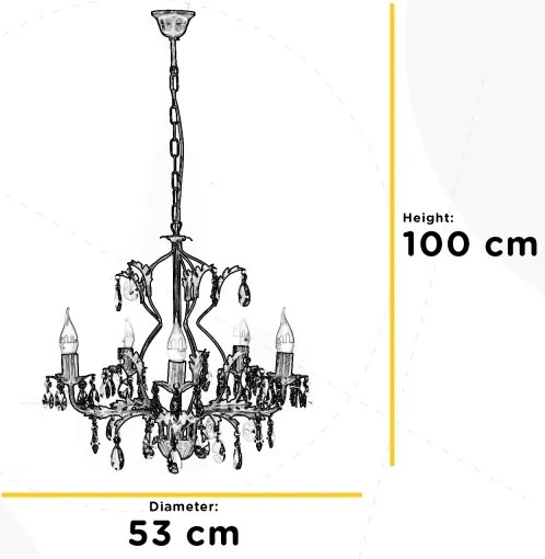 ONLI - Lampadario a sospensione con catena TERESA 5xE14/6W/230V bianco