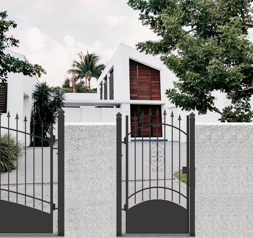 Cancello manuale battente Marmolada in ferro, apertura a sinistra, L 104.5, H 180-195 cm, di colore nero