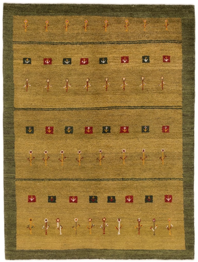 Gabbeh Tappeto 140 x 190 Verde (Iran) Annodato A Mano