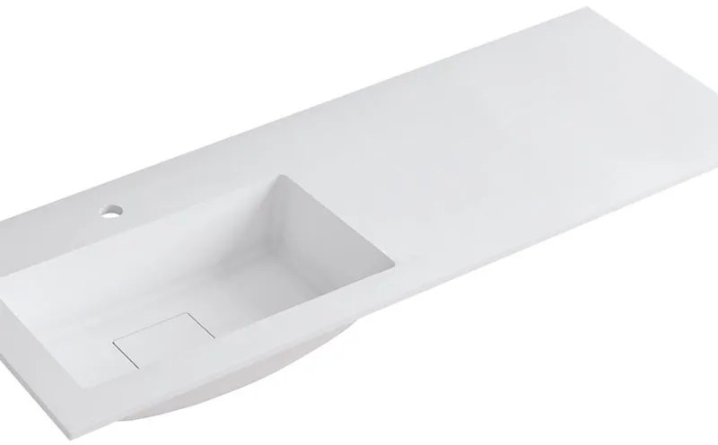 Lavabo a incasso rettangolare vasca a sinistra L 120.5 x H 15 x P 46 cm in resina bianco lucido