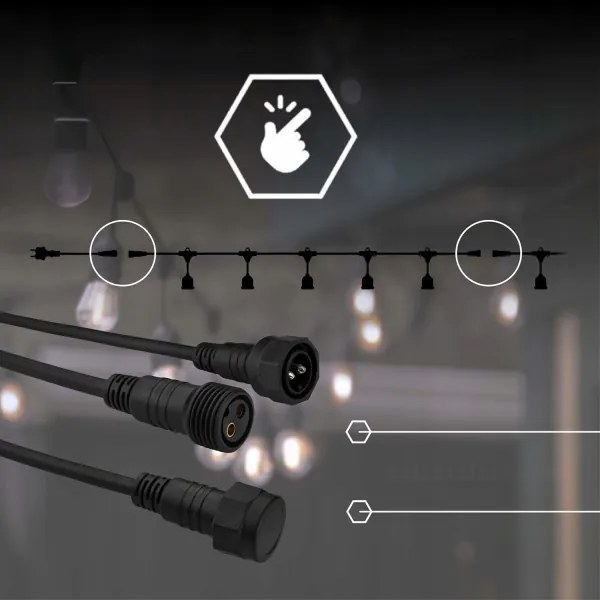 Catena luminosa decorativa LED per esterni 15xE27/1W/230V 15,94 m IP44 nera