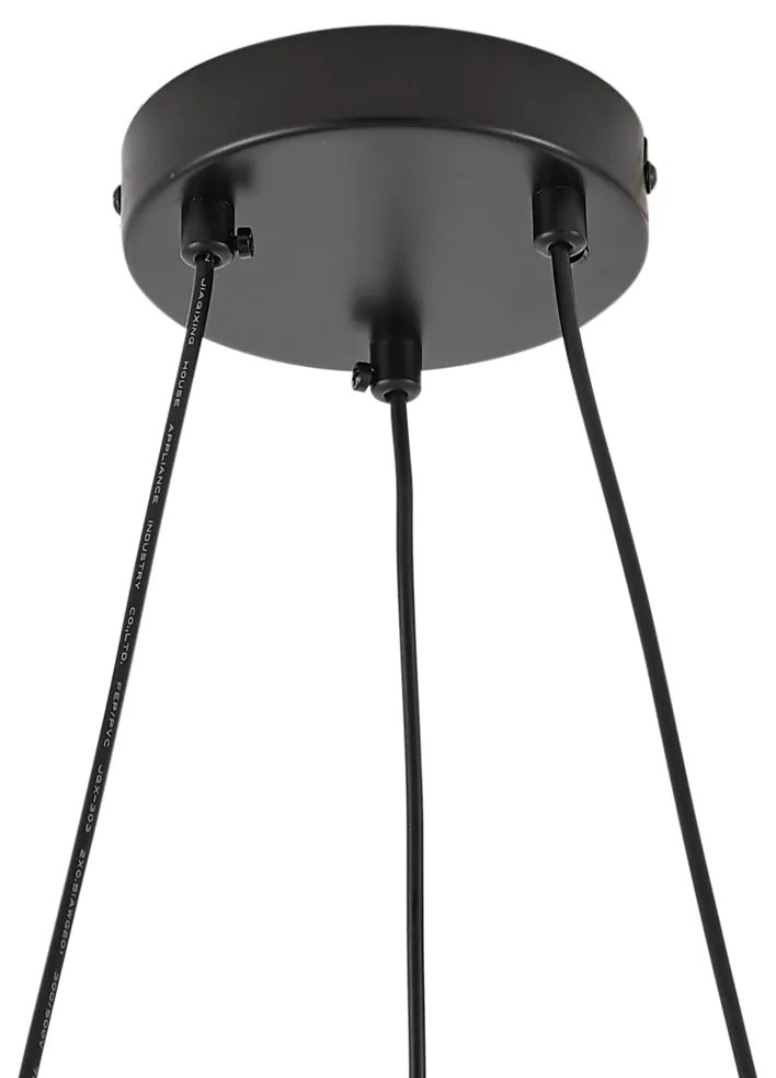 Lampada a sospensione nera con vetro fumé e ambrato rotonda a 8 luci - Monaco