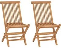 Sedie da Giardino Pieghevoli 2 pz in Legno Massello di Teak cod mxl 10348