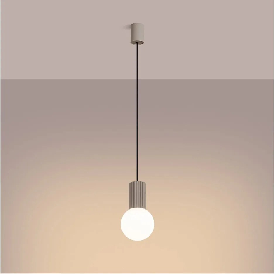 Lampadario grigio tortora con paralume in vetro ø 12 cm Orbital – Sollux