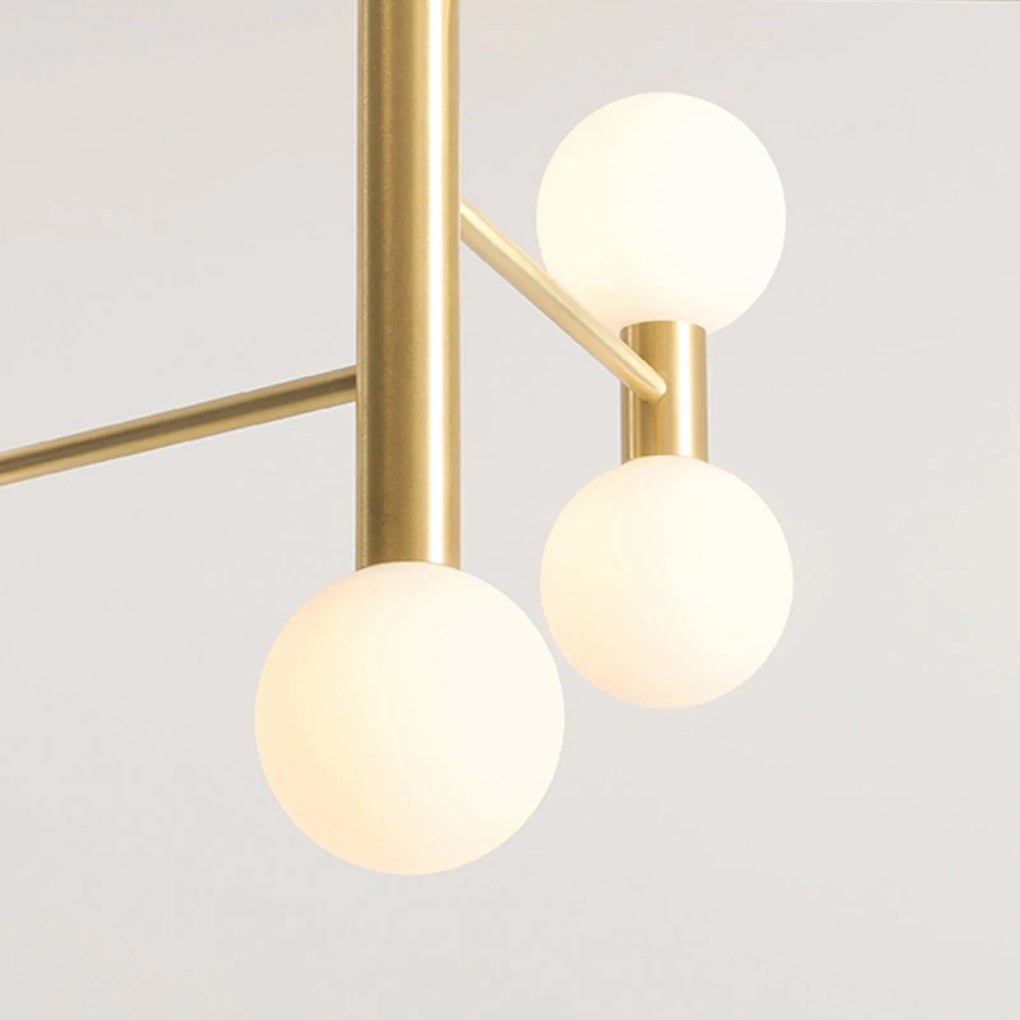 ALDEX Lampada a sospensione Flare, a 11 luci, ottone/bianco opalino, vetro