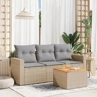 Set Divano da Giardino 4 pz con Cuscini Beige in Polyrattan 3223994