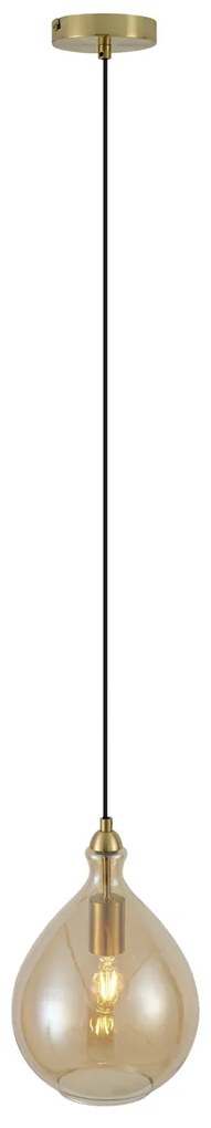 Lampada a sospensione moderna oro con vetro ambrato - Traditional