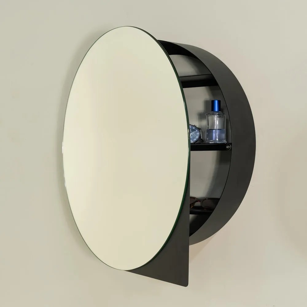 Mobile per bagno nero in metallo da appendere/con specchio 55x55 cm Sonnet – Spinder Design