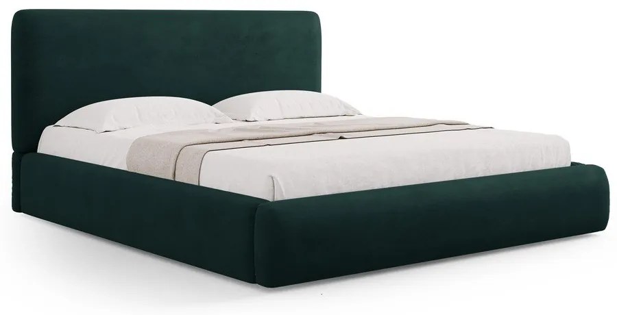 Letto matrimoniale imbottito verde scuro con contenitore a griglia 180x200 cm Colonel - Cosmopolitan Design