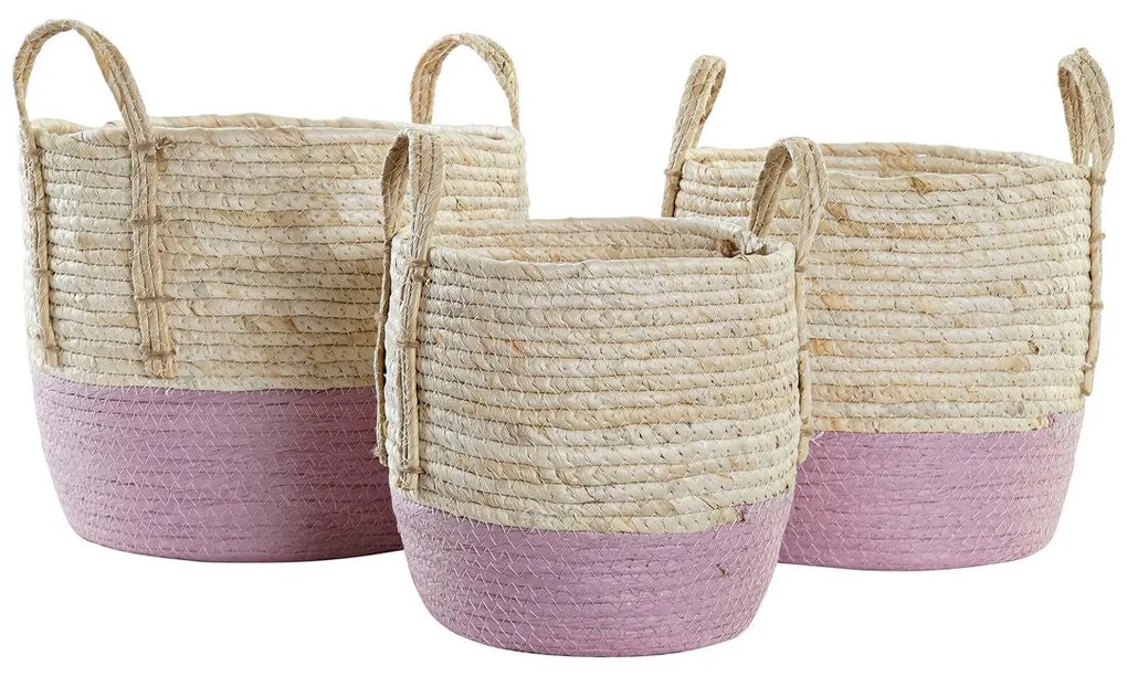 Set di Cestini DKD Home Decor Corda Fibra naturale (3 Pezzi) (30 x 30 x 26 cm)