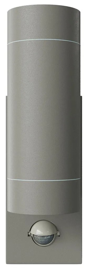 Applique Bidirezionale IP65 2xGU10 con sensore Movimento - Grigia