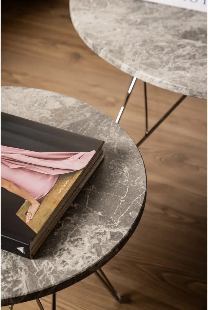 Tavolino rotondo in marmo grigio ø 80 cm Prunus - Actona