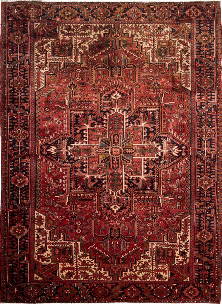 Heriz Tappeto persiano 350 x 260 Rosso (Iran) Annodato A Mano