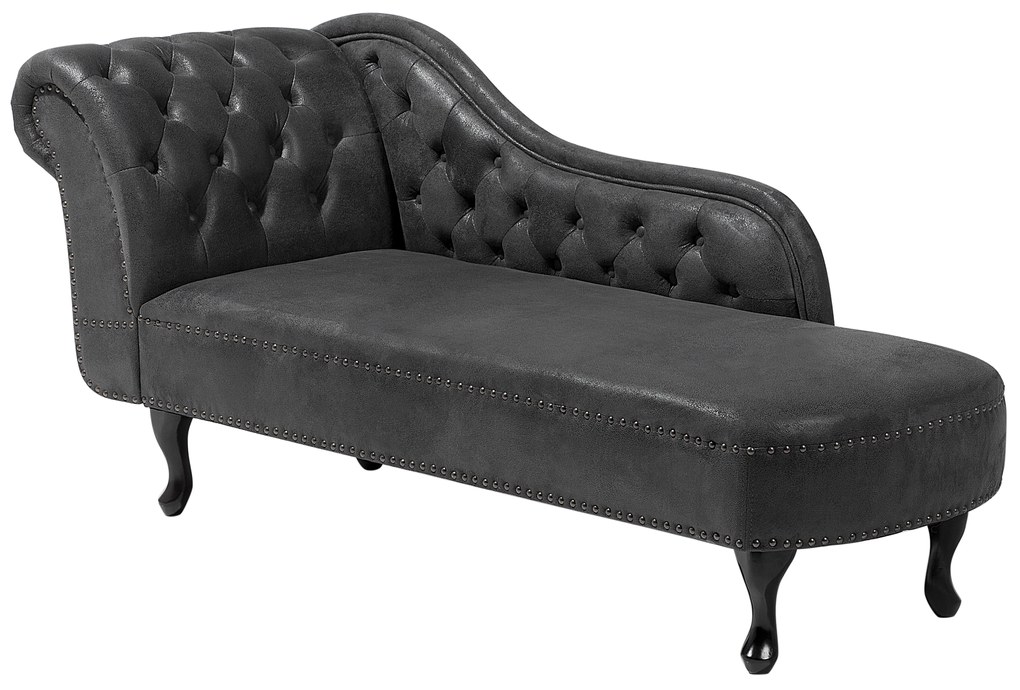 Chaise longue vintage sinistra in pelle sintetica grigia NIMES Beliani