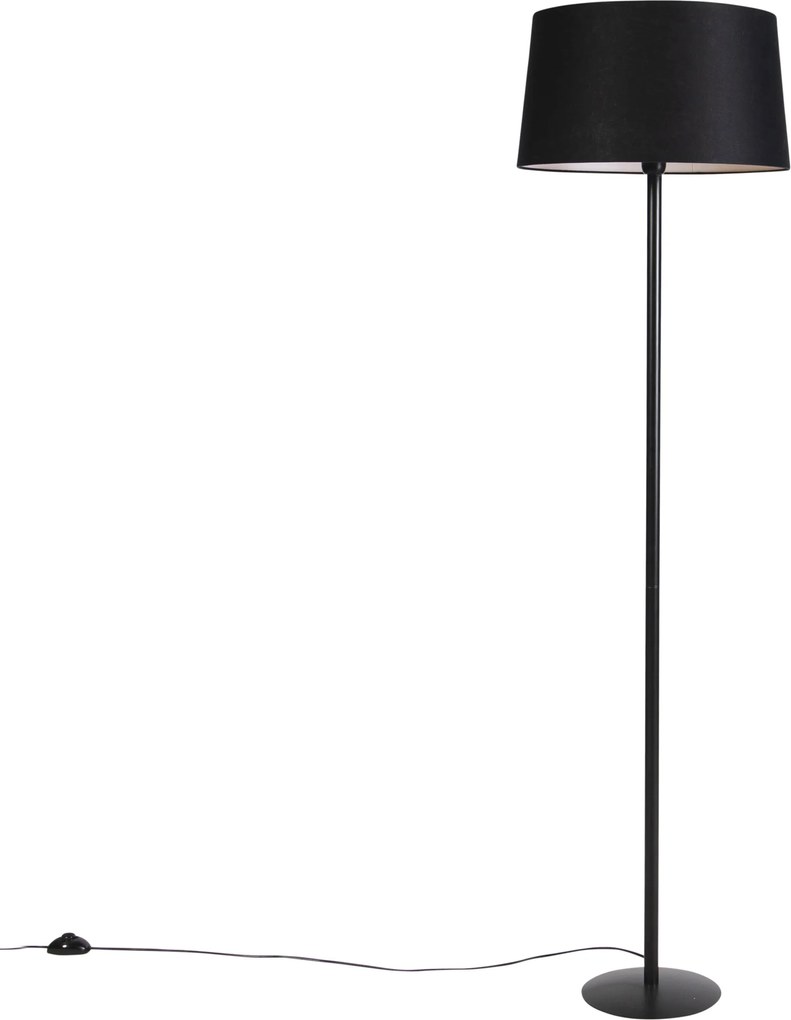 Lampada da terra nera con paralume in lino nero 45 cm - Simplo