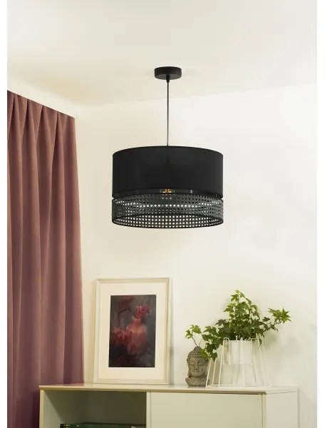 Duolla - Lampadario a sospensione con filo DOUBLE RATTAN 1xE27/15W/230V diametro 40 cm nero