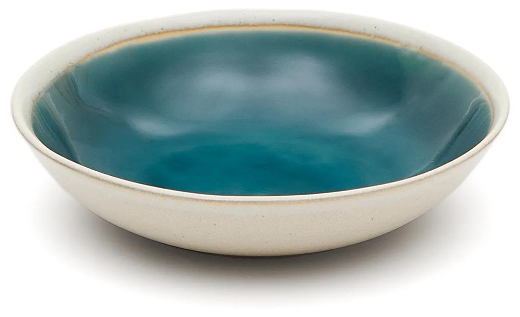 Kave Home - Piatto fondo Sanet in ceramica blu e bianco