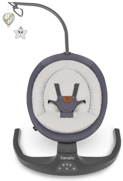 Lionelo - RALF Musical Baby Sdraietta con Melody, 4xAA, Grey Graphite + Remote Control