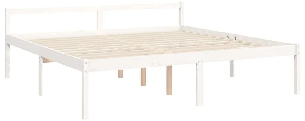 Letto per Anziani con Testiera Bianco Super King Legno Massello