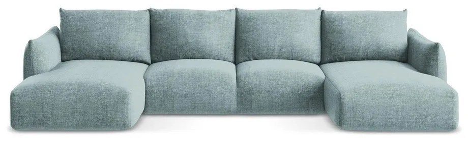 Divano angolare blu allungabile (a U) Leila – Makamii