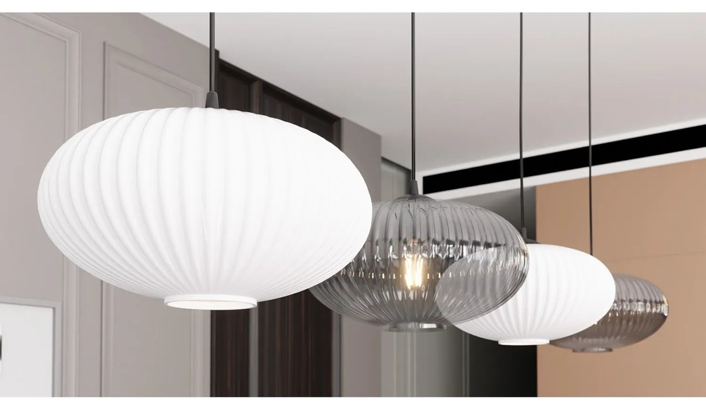 Lampadario 4 Luci Iris In Acciaio Nero Paralume Plissè Multicolor